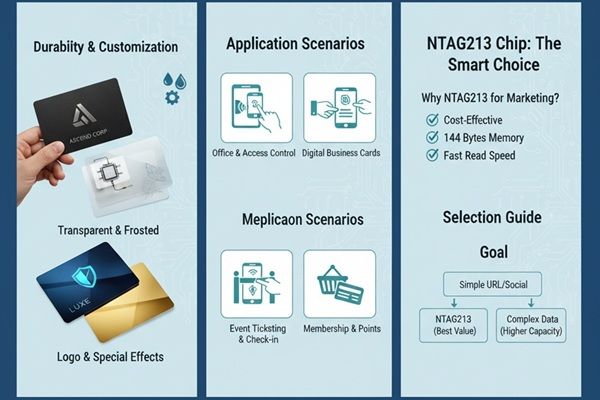 Custom printed PVC NFC business cards with NTAG213 chip 600x400