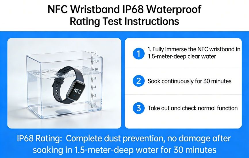 NFC Wristband IP68 суу өткөрбөйт рейтингин текшерүү түшүндүрүлдү