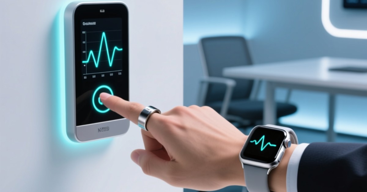Kimlik ve sağlık takibi için kullanılan NFC akıllı yüzük ve bileklik