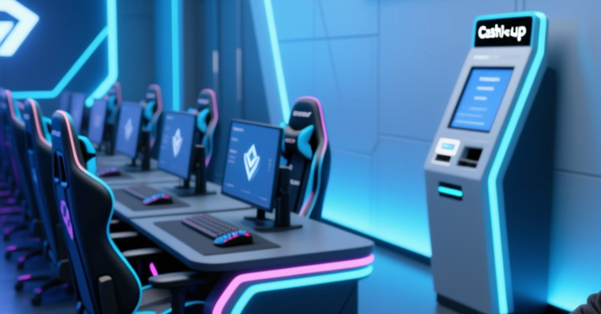 NFC wristband being tapped on reader at esports arena gaming station