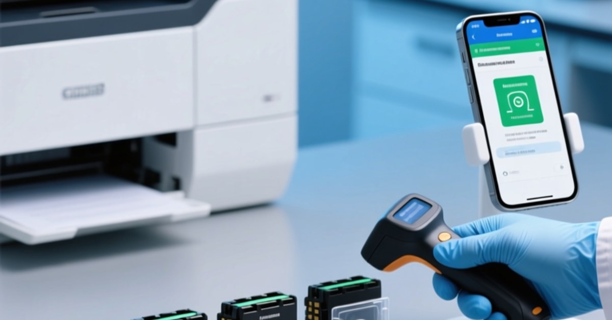 Printer cartridge labels compared: QR code, contact chip and NFC tag for consumable authentication